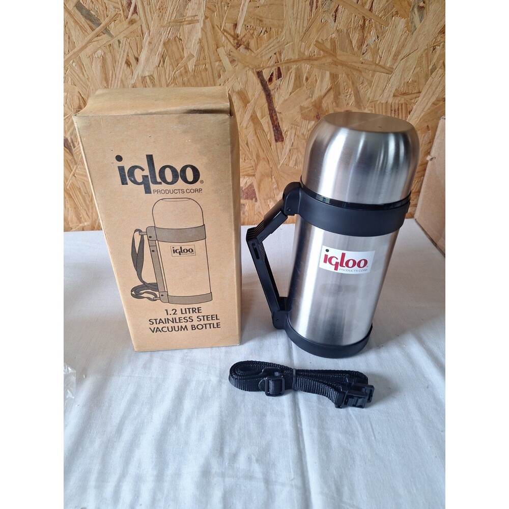 IGLOO THERMOS Stainless Steel VACUUM BOTTLE 1.2L Thermos Foldable Handle NIB